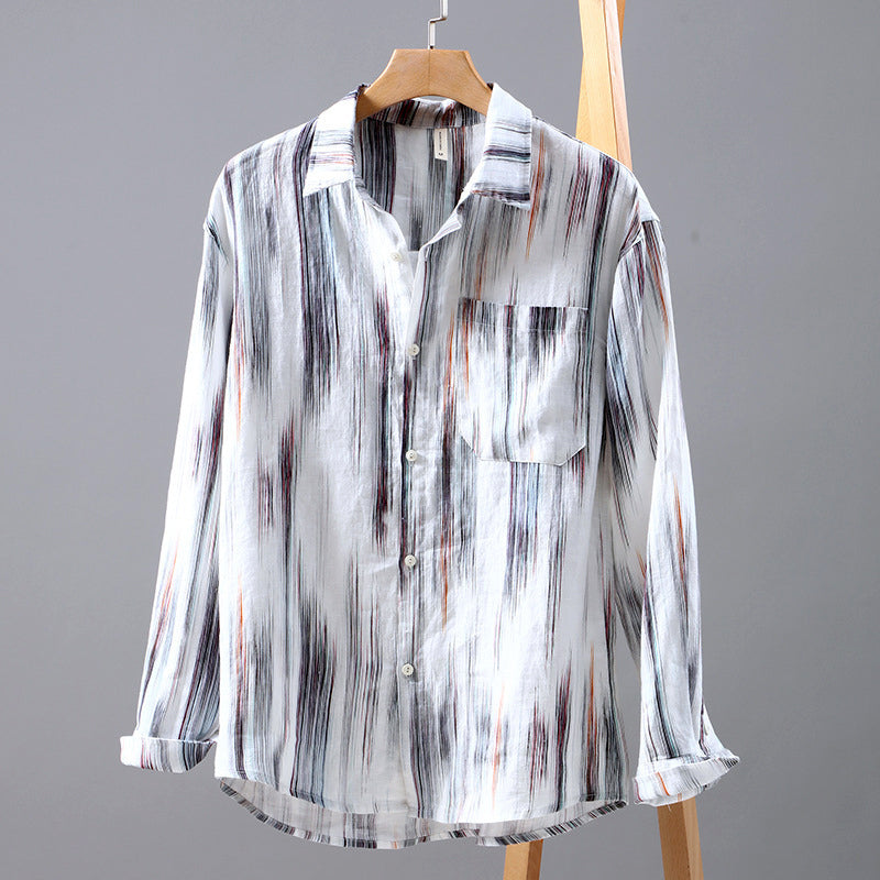 Men's abstract print long-sleeve shirt