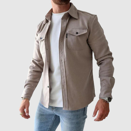 Men's urban streetwear shirt with lapel collar