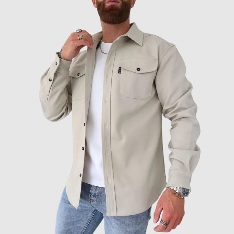 Men's urban streetwear shirt with lapel collar