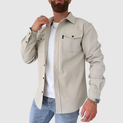 Men's urban streetwear shirt with lapel collar