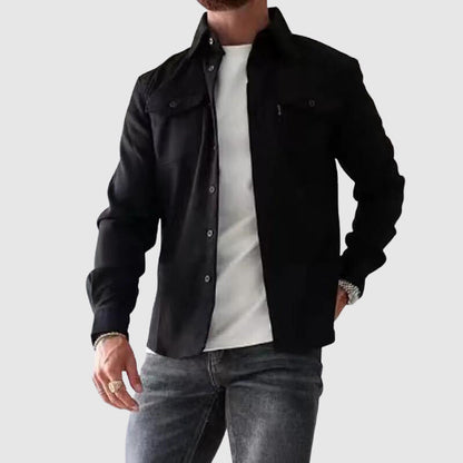 Men's urban streetwear shirt with lapel collar