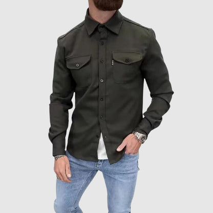 Men's urban streetwear shirt with lapel collar