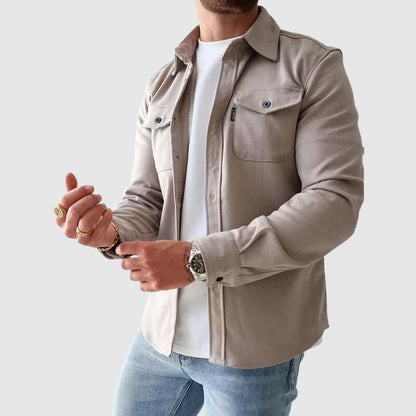 Men's urban streetwear shirt with lapel collar