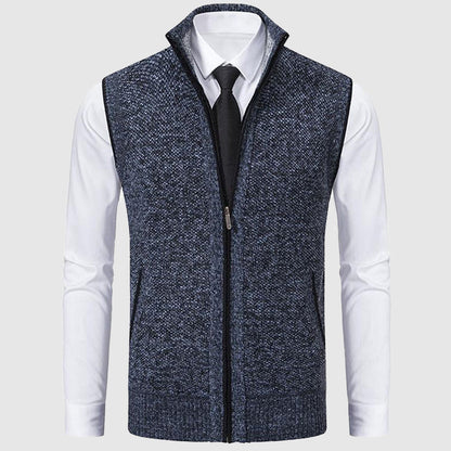 Men's elbert  knitted sleeveless cardigan with zipper