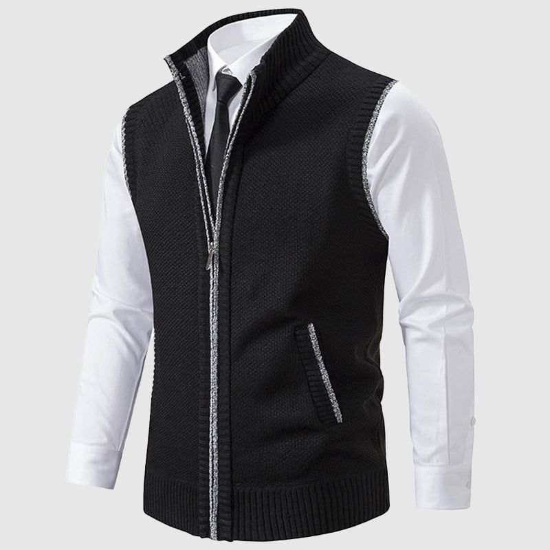 Men's elbert  knitted sleeveless cardigan with zipper