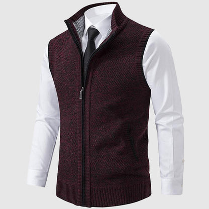 Men's elbert  knitted sleeveless cardigan with zipper