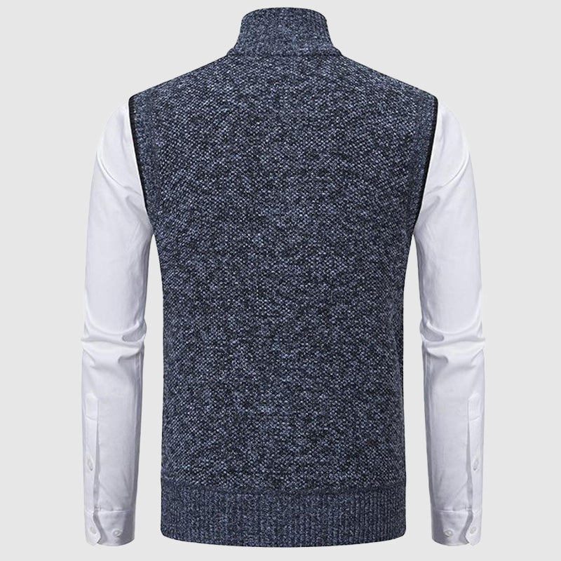 Men's elbert  knitted sleeveless cardigan with zipper