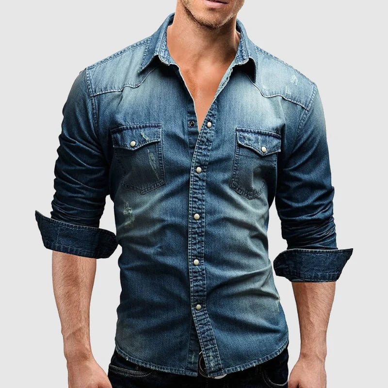 Men's slim fit denim shirt for casual outings