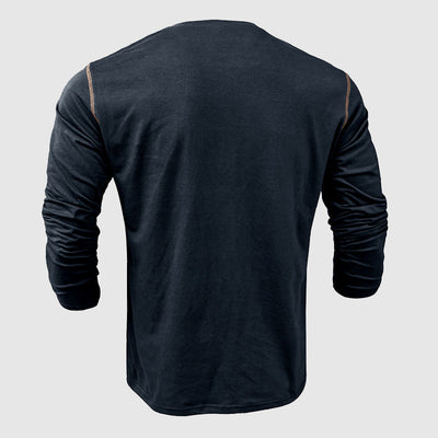 Men’s Henley Shirt - 100% Cotton - Long Sleeve - Buttoned Placket - Casual Fit
