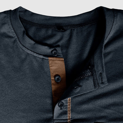 Men’s Henley Shirt - 100% Cotton - Long Sleeve - Buttoned Placket - Casual Fit