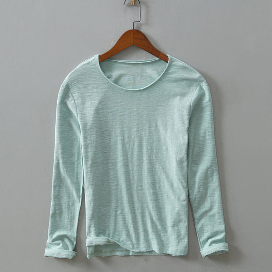 Men’s Long-Sleeve Shirt - 100% Cotton - Relaxed Fit - Crew Neck Casual Wear