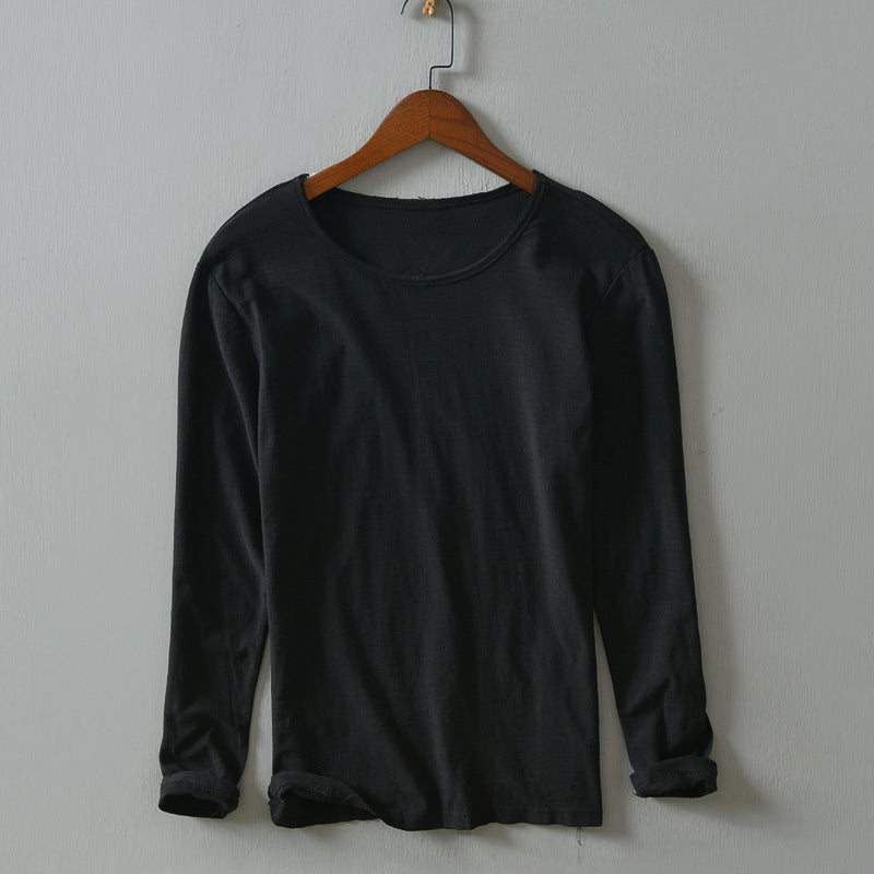 Men’s Long-Sleeve Shirt - 100% Cotton - Relaxed Fit - Crew Neck Casual Wear
