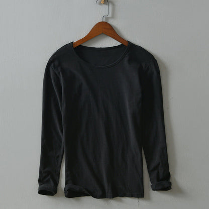 Men’s Long-Sleeve Shirt - 100% Cotton - Relaxed Fit - Crew Neck Casual Wear
