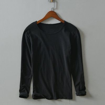 Men’s Long-Sleeve Shirt - 100% Cotton - Relaxed Fit - Crew Neck Casual Wear
