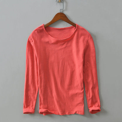 Men’s Long-Sleeve Shirt - 100% Cotton - Relaxed Fit - Crew Neck Casual Wear