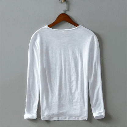 Men’s Long-Sleeve Shirt - 100% Cotton - Relaxed Fit - Crew Neck Casual Wear
