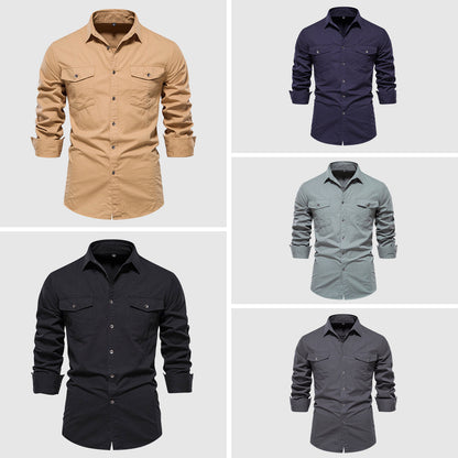 Men's long-sleeve slim-fit casual shirt