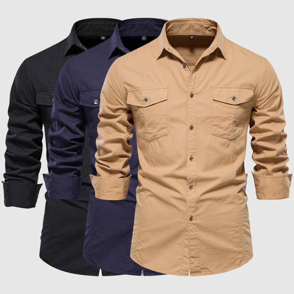 Men's long-sleeve slim-fit casual shirt