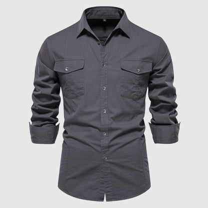 Men's long-sleeve slim-fit casual shirt