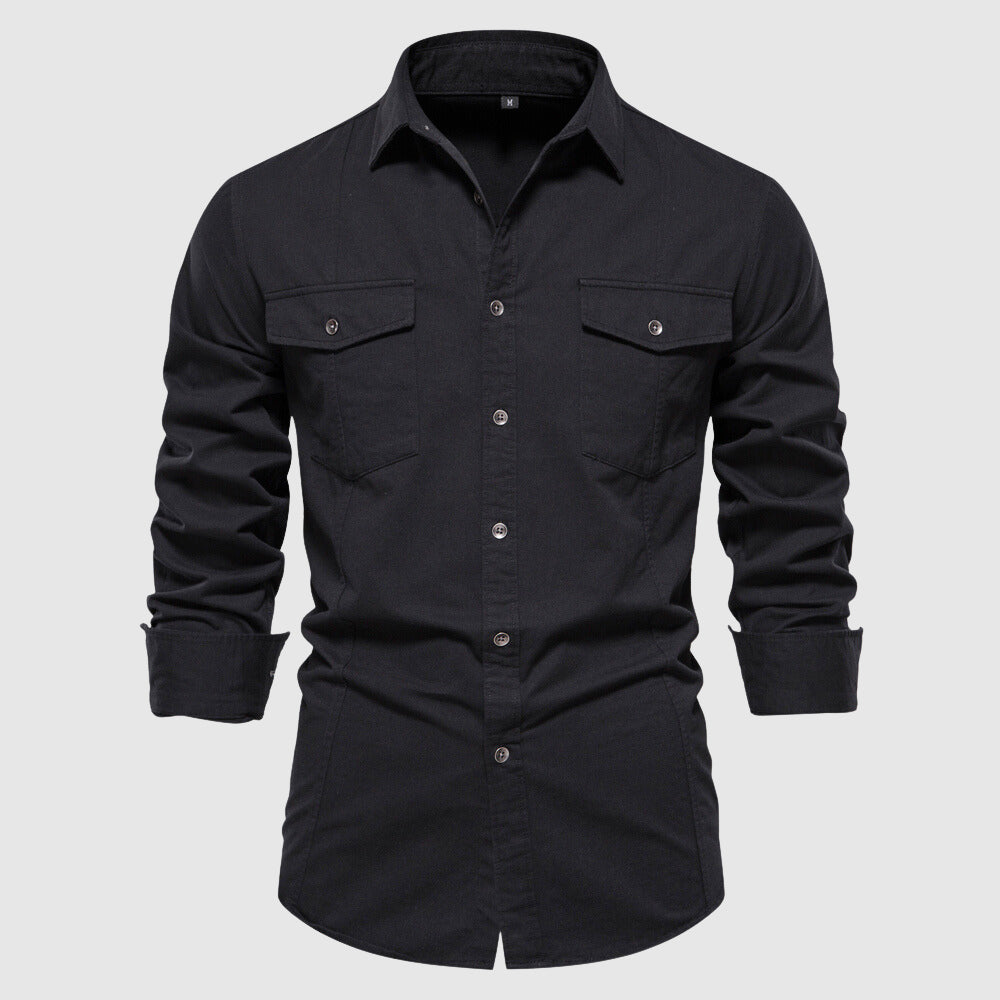 Men's long-sleeve slim-fit casual shirt