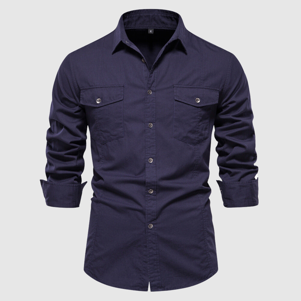 Men's long-sleeve slim-fit casual shirt