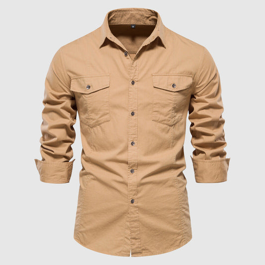 Men's long-sleeve slim-fit casual shirt