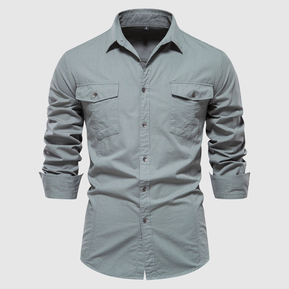 Men's long-sleeve slim-fit casual shirt