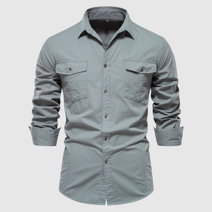 Men's long-sleeve slim-fit casual shirt