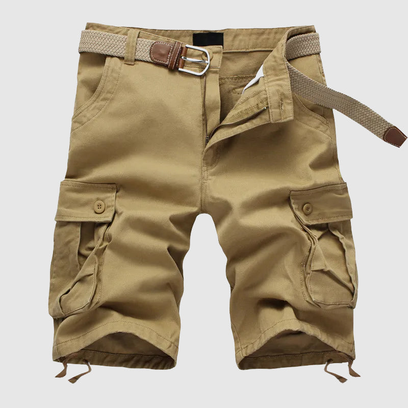 Men’s Cargo Shorts - 100% Cotton - Knee-Length Relaxed Fit - Multi-Pocket Outdoor Wear