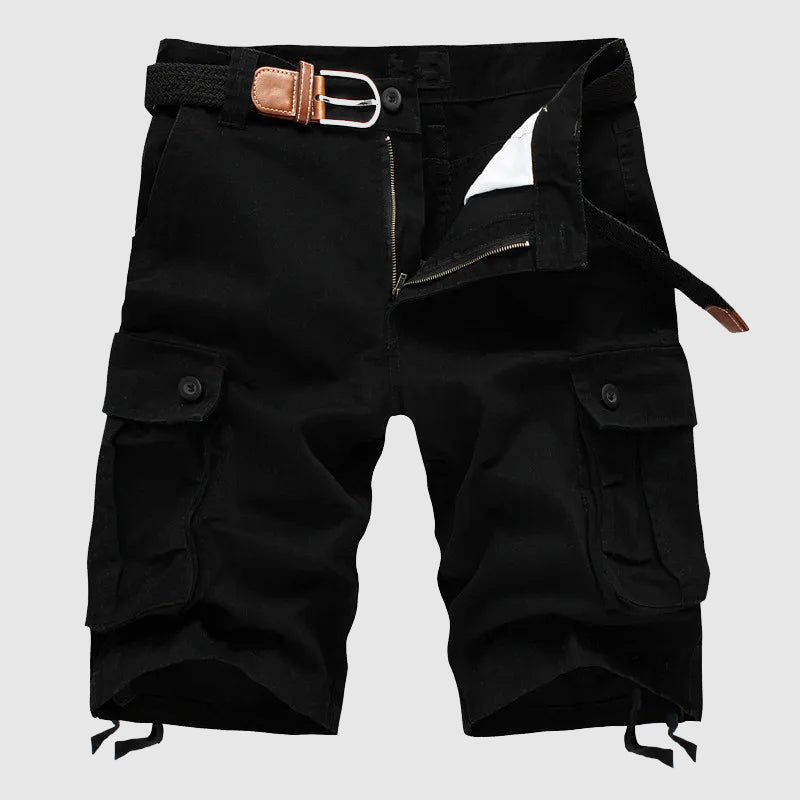 Men’s Cargo Shorts - 100% Cotton - Knee-Length Relaxed Fit - Multi-Pocket Outdoor Wear