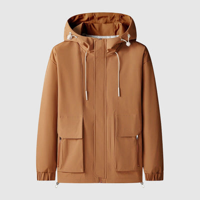 Men’s Hooded Jacket - Water-Resistant - Full Zip - Adjustable Drawstring - Casual Outdoor Wear