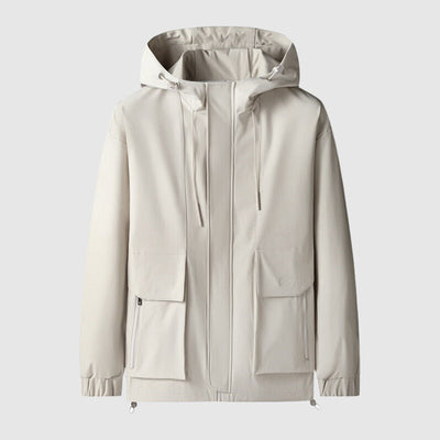 Men’s Hooded Jacket - Water-Resistant - Full Zip - Adjustable Drawstring - Casual Outdoor Wear