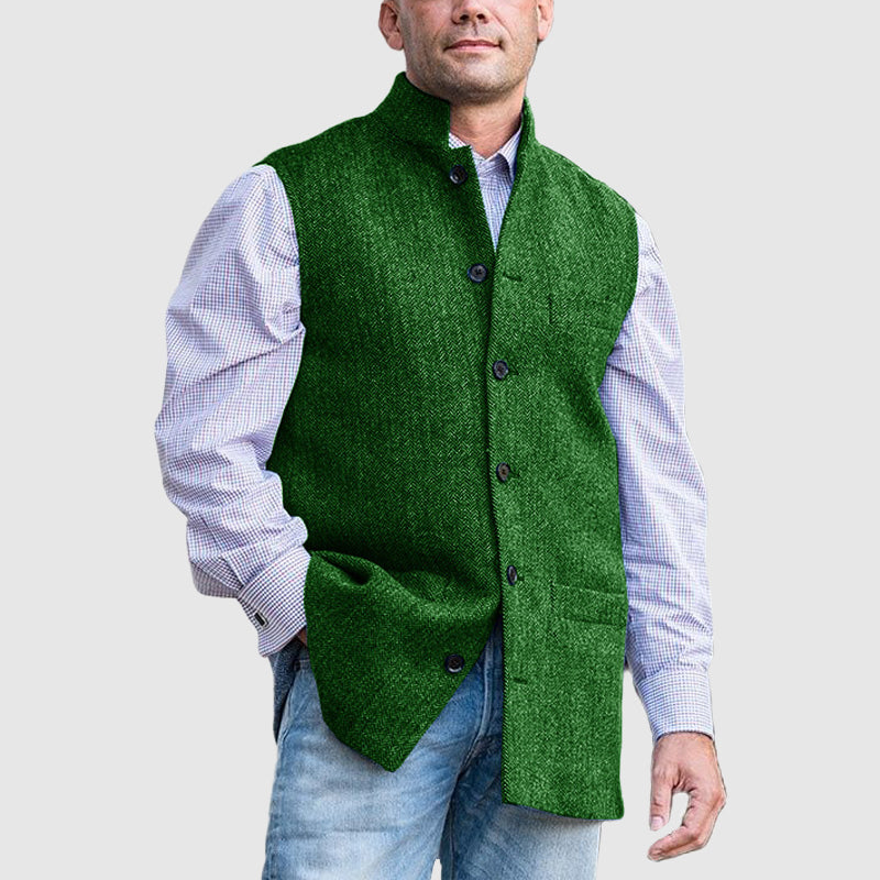 Men's stand up collar vest with front pockets