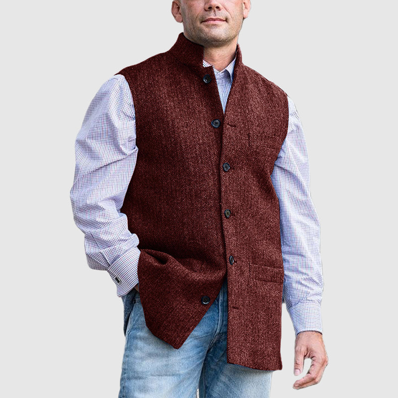 Men's stand up collar vest with front pockets