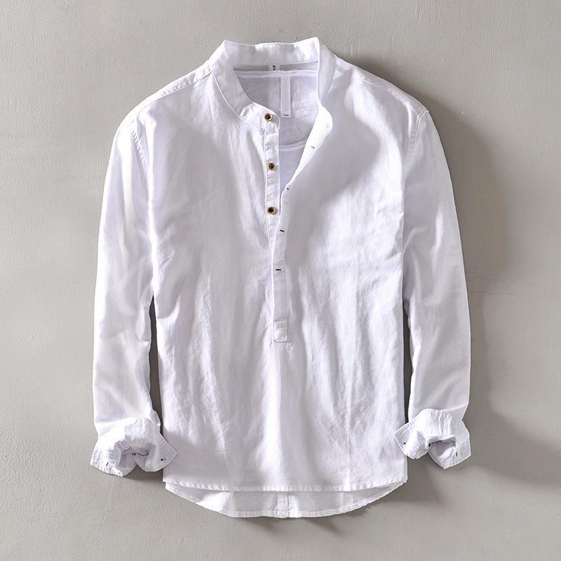 Men's long sleeve casual shirt with standard collar