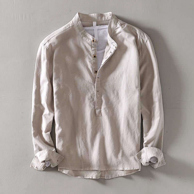 Men's long sleeve casual shirt with standard collar