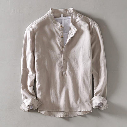 Men's long sleeve casual shirt with standard collar