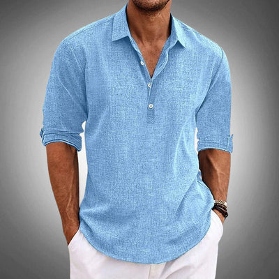 Men's Casual Shirt - Button Front - Relaxed Fit - Long Sleeve
