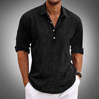 Men's Casual Shirt - Button Front - Relaxed Fit - Long Sleeve