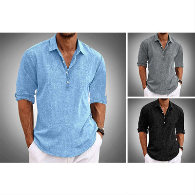 Men's Casual Shirt - Button Front - Relaxed Fit - Long Sleeve