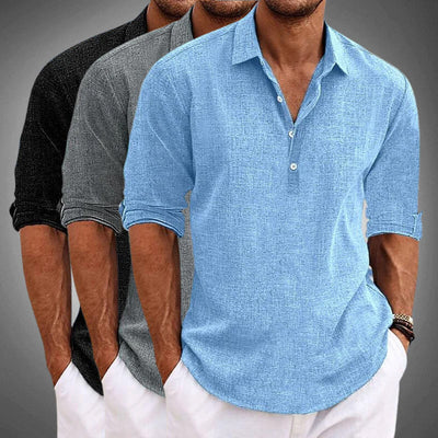 Men's Casual Shirt - Button Front - Relaxed Fit - Long Sleeve