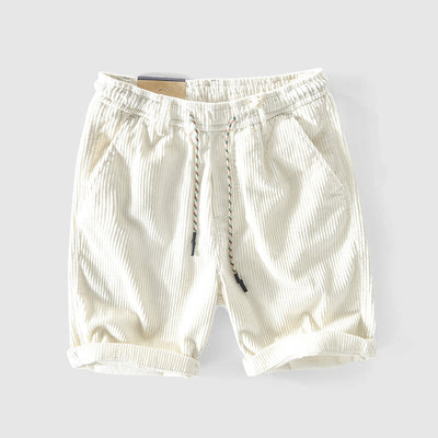 Men’s Corduroy Shorts - Lightweight Breathable - Elastic Waist - Rolled Hem Casual Wear