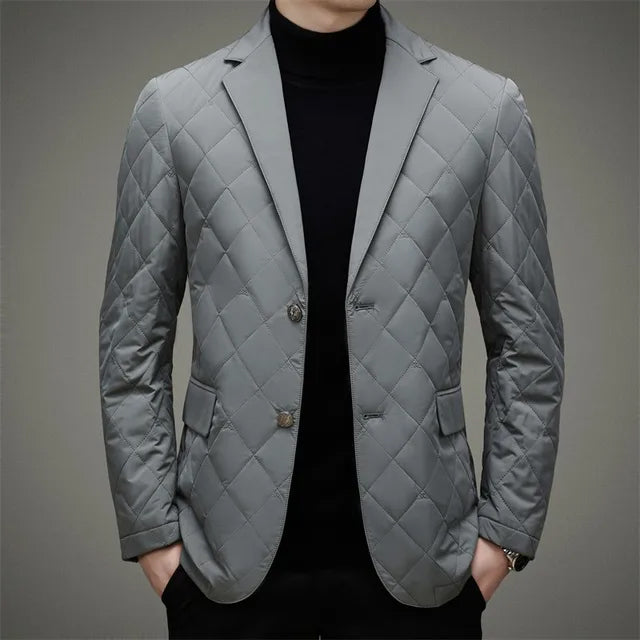 Travis - Heren enkelborstige blazer met diamantgestepped design en slank model