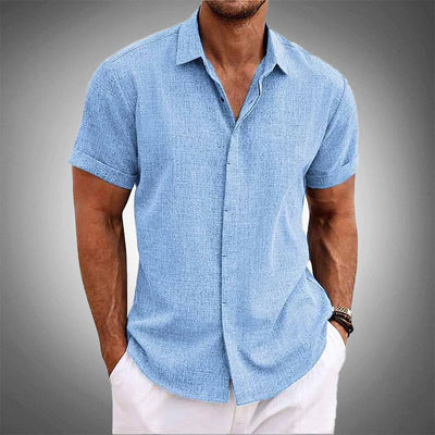 Men’s Short-Sleeve Button-Up Shirt - Lightweight Breathable Fabric - Regular Fit