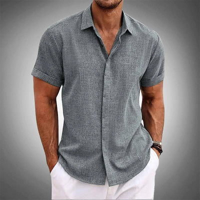 Men’s Short-Sleeve Button-Up Shirt - Lightweight Breathable Fabric - Regular Fit