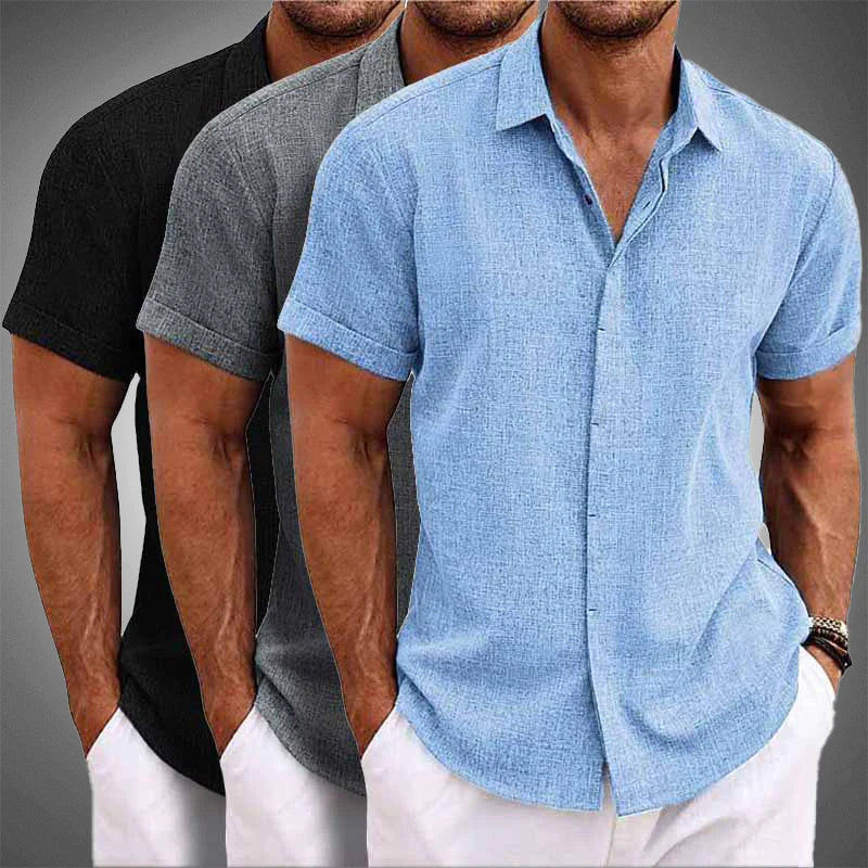 Men’s Short-Sleeve Button-Up Shirt - Lightweight Breathable Fabric - Regular Fit