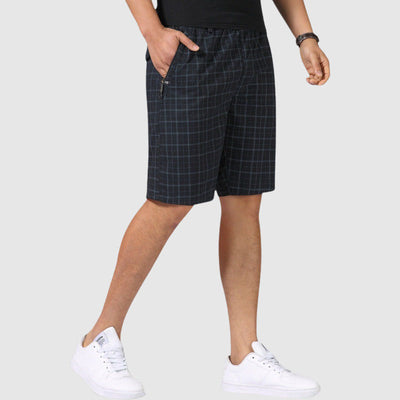 Men’s Checkered Shorts - Elastic Waist - Relaxed Fit - Breathable Casual Wear