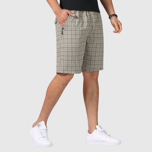 Men’s Checkered Shorts - Elastic Waist - Relaxed Fit - Breathable Casual Wear