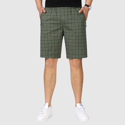 Men’s Checkered Shorts - Elastic Waist - Relaxed Fit - Breathable Casual Wear