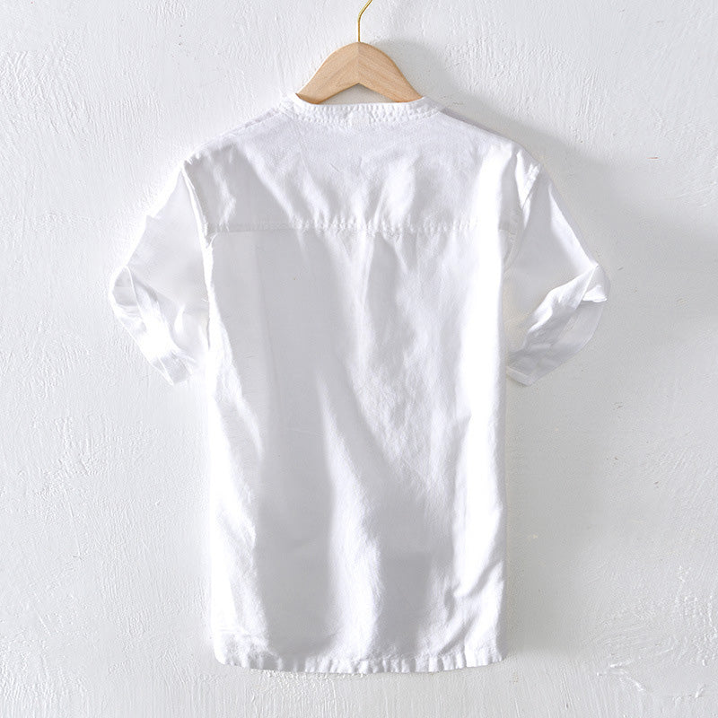 Men’s Casual Shirt - Lightweight - Short Sleeve - Relaxed Fit - V-Neck